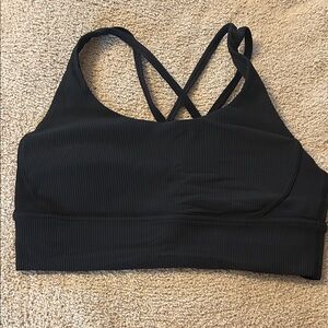 Lululemon Black Ribbed Strappy Bralette - With pads
